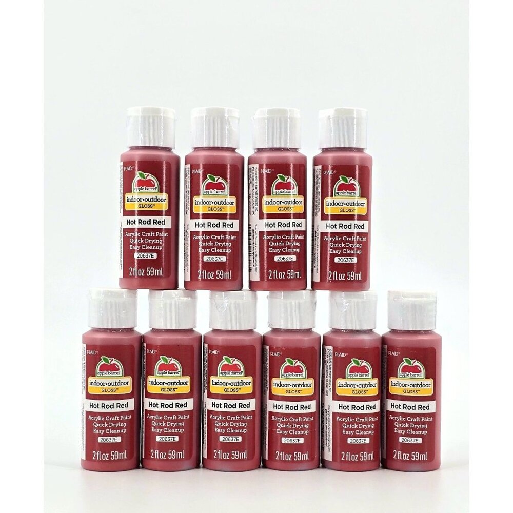 10 Apple Barrel Gloss Acrylic Craft Paint Hot Rod Red 20637E Quick Drying New
